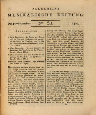 Allgemeine musikalische Zeitung Mittwoch 25. September 1805