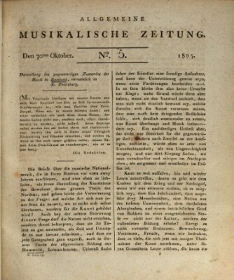 Allgemeine musikalische Zeitung Mittwoch 30. Oktober 1805