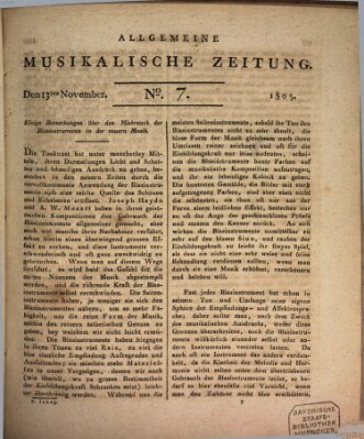 Allgemeine musikalische Zeitung Mittwoch 13. November 1805