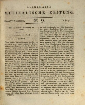 Allgemeine musikalische Zeitung Mittwoch 27. November 1805