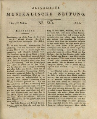 Allgemeine musikalische Zeitung Mittwoch 5. März 1806