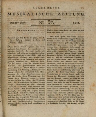 Allgemeine musikalische Zeitung Mittwoch 11. Juni 1806