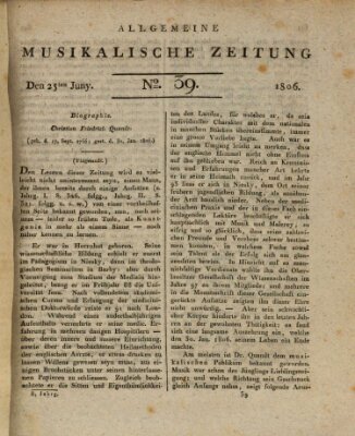 Allgemeine musikalische Zeitung Mittwoch 25. Juni 1806