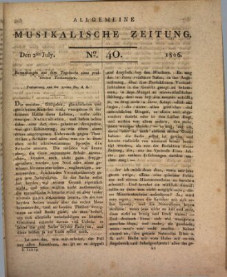 Allgemeine musikalische Zeitung Mittwoch 2. Juli 1806