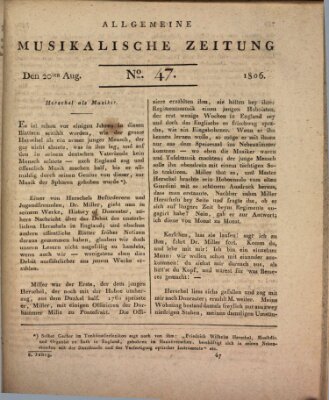 Allgemeine musikalische Zeitung Mittwoch 20. August 1806