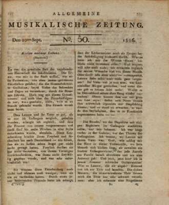 Allgemeine musikalische Zeitung Mittwoch 10. September 1806