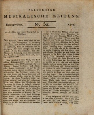 Allgemeine musikalische Zeitung Mittwoch 24. September 1806