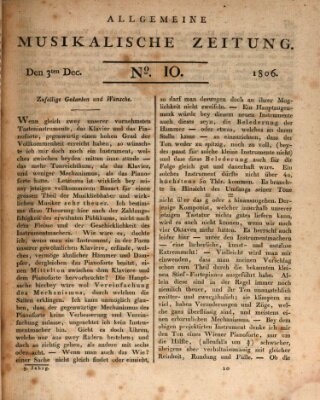 Allgemeine musikalische Zeitung Mittwoch 3. Dezember 1806