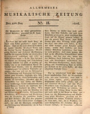 Allgemeine musikalische Zeitung Mittwoch 10. Dezember 1806