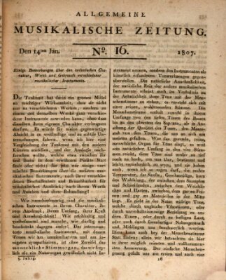 Allgemeine musikalische Zeitung Mittwoch 14. Januar 1807