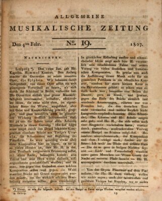 Allgemeine musikalische Zeitung Mittwoch 4. Februar 1807