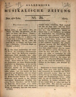 Allgemeine musikalische Zeitung Mittwoch 18. Februar 1807