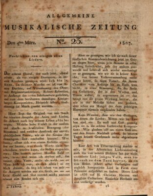 Allgemeine musikalische Zeitung Mittwoch 4. März 1807