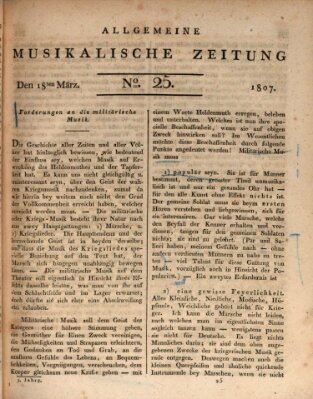 Allgemeine musikalische Zeitung Mittwoch 18. März 1807