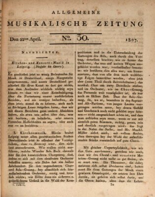 Allgemeine musikalische Zeitung Mittwoch 22. April 1807