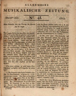 Allgemeine musikalische Zeitung Mittwoch 8. Juli 1807