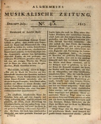 Allgemeine musikalische Zeitung Mittwoch 22. Juli 1807