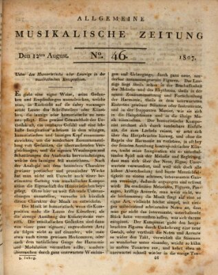 Allgemeine musikalische Zeitung Mittwoch 12. August 1807