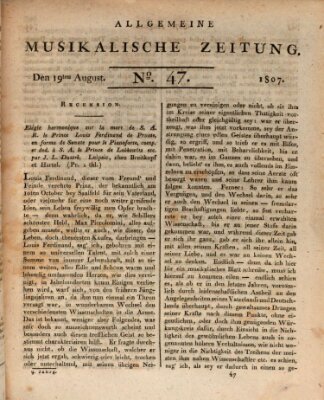 Allgemeine musikalische Zeitung Mittwoch 19. August 1807