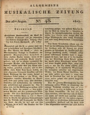 Allgemeine musikalische Zeitung Mittwoch 26. August 1807