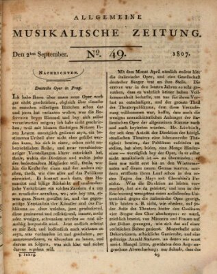 Allgemeine musikalische Zeitung Mittwoch 2. September 1807