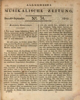 Allgemeine musikalische Zeitung Mittwoch 16. September 1807