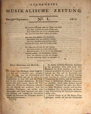 Allgemeine musikalische Zeitung Mittwoch 30. September 1807