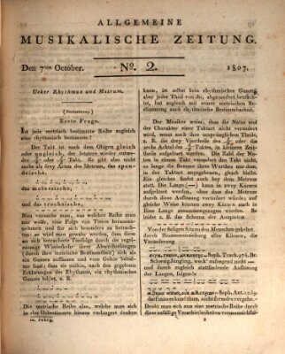 Allgemeine musikalische Zeitung Mittwoch 7. Oktober 1807