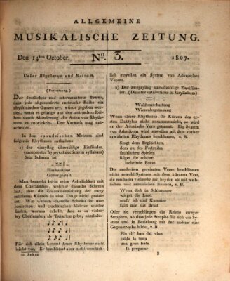 Allgemeine musikalische Zeitung Mittwoch 14. Oktober 1807