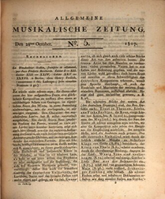 Allgemeine musikalische Zeitung Mittwoch 28. Oktober 1807