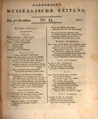 Allgemeine musikalische Zeitung Mittwoch 4. November 1807