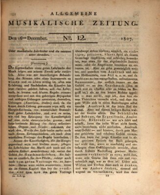 Allgemeine musikalische Zeitung Mittwoch 16. Dezember 1807