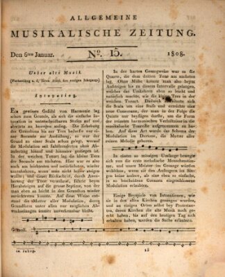 Allgemeine musikalische Zeitung Mittwoch 6. Januar 1808