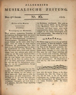 Allgemeine musikalische Zeitung Mittwoch 13. Januar 1808