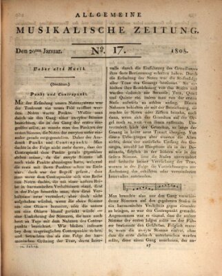 Allgemeine musikalische Zeitung Mittwoch 20. Januar 1808