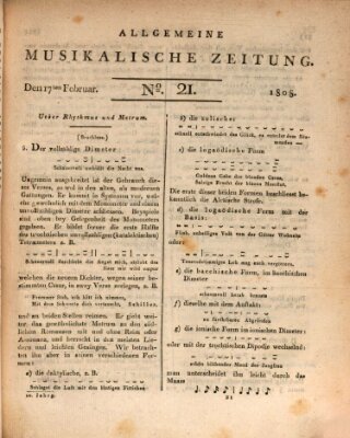 Allgemeine musikalische Zeitung Mittwoch 17. Februar 1808