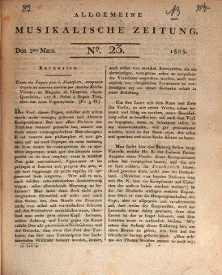 Allgemeine musikalische Zeitung Mittwoch 2. März 1808