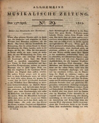 Allgemeine musikalische Zeitung Mittwoch 13. April 1808