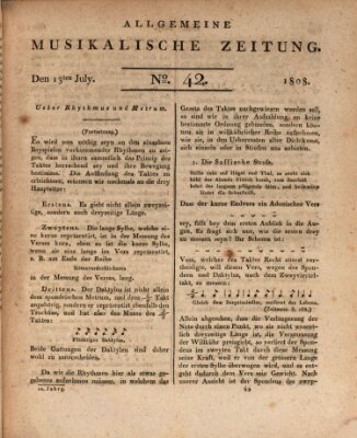 Allgemeine musikalische Zeitung Mittwoch 13. Juli 1808