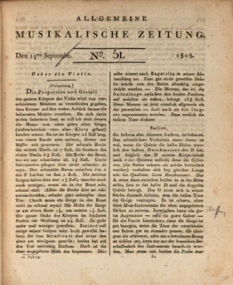 Allgemeine musikalische Zeitung Mittwoch 14. September 1808