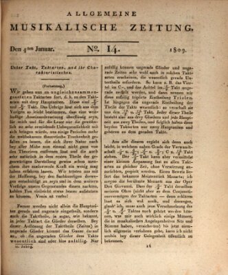 Allgemeine musikalische Zeitung Mittwoch 4. Januar 1809