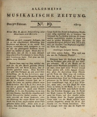 Allgemeine musikalische Zeitung Mittwoch 8. Februar 1809