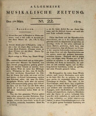 Allgemeine musikalische Zeitung Mittwoch 1. März 1809