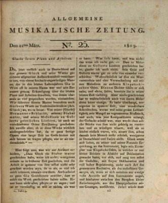 Allgemeine musikalische Zeitung Mittwoch 22. März 1809