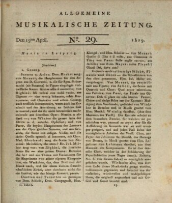 Allgemeine musikalische Zeitung Mittwoch 19. April 1809