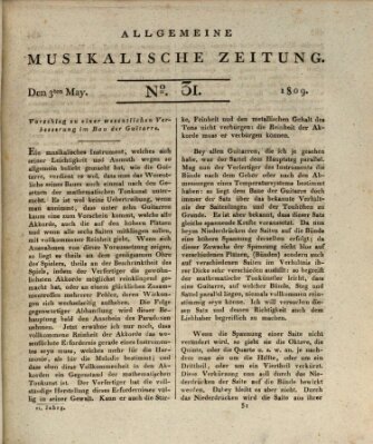 Allgemeine musikalische Zeitung Mittwoch 3. Mai 1809