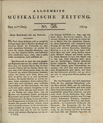 Allgemeine musikalische Zeitung Mittwoch 21. Juni 1809