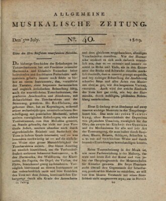 Allgemeine musikalische Zeitung Mittwoch 5. Juli 1809