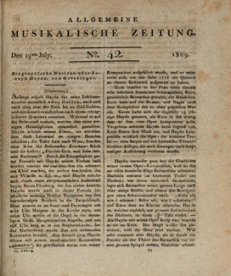 Allgemeine musikalische Zeitung Mittwoch 19. Juli 1809