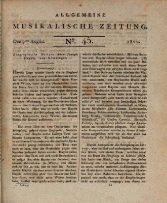 Allgemeine musikalische Zeitung Mittwoch 9. August 1809